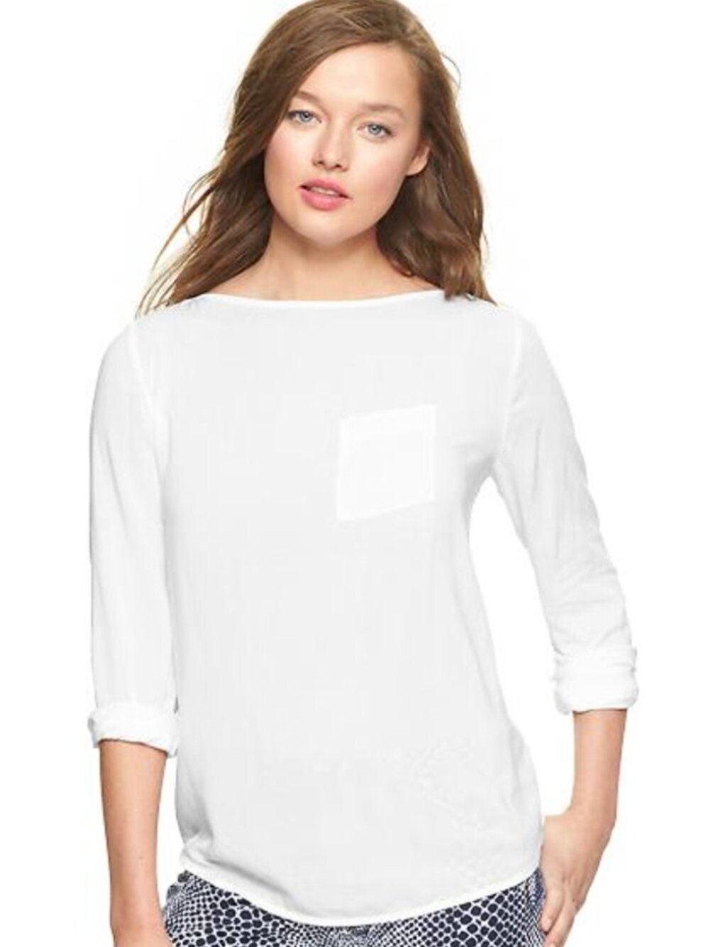 Gap long sleeve white envelope-neck top